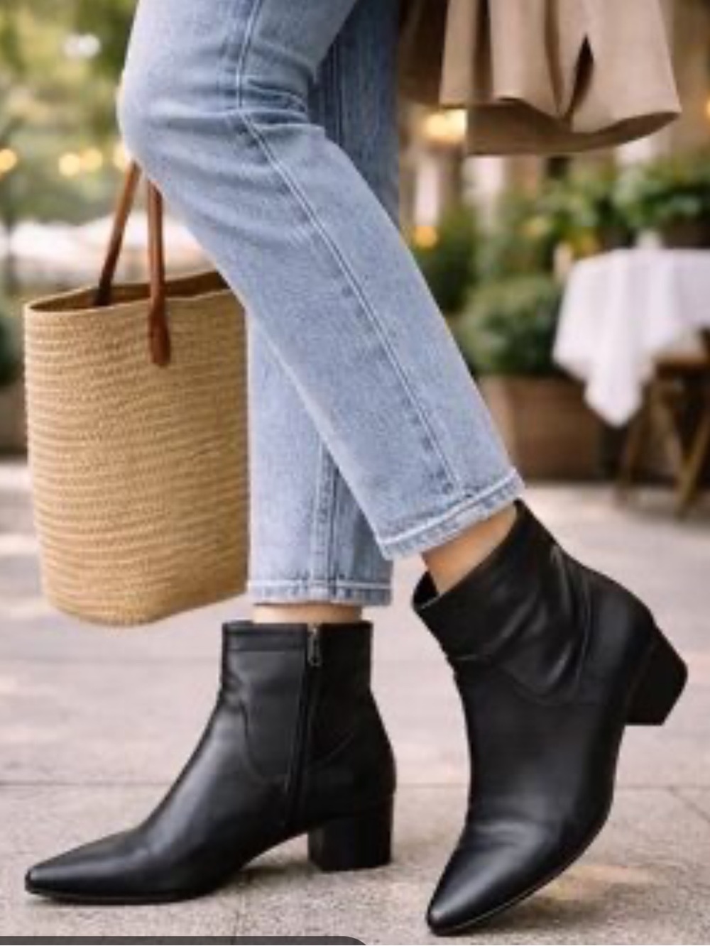 Jason Wu Pointed Black Leather Ankle Boots Size 8.5